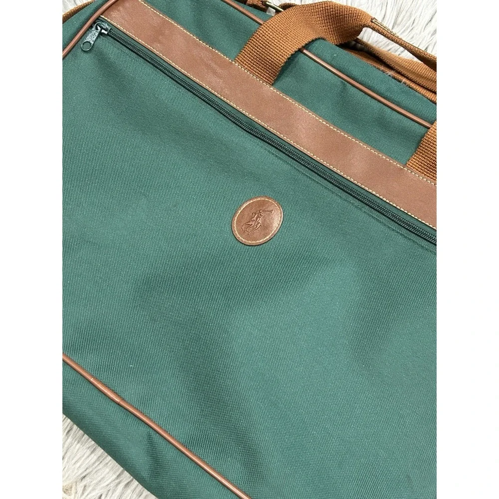 VTG Polo‎ Ralph Lauren Shoulder Laptop Messenger Bag Green Brown Travel